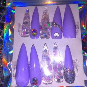 Lavender Bling Stiletto Press On Nails